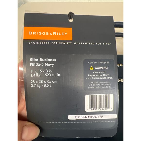 NWT Briggs & Riley Navy Blue Rhapsody Slim Business Case Laptop Travel Work Bag - Picture 5 of 8